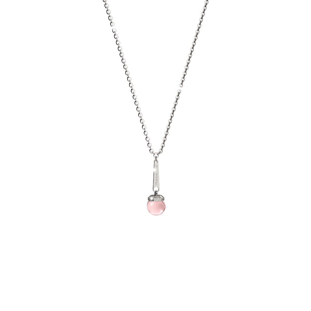 Rebecca White Necklace W/Pink Bead At Bottom