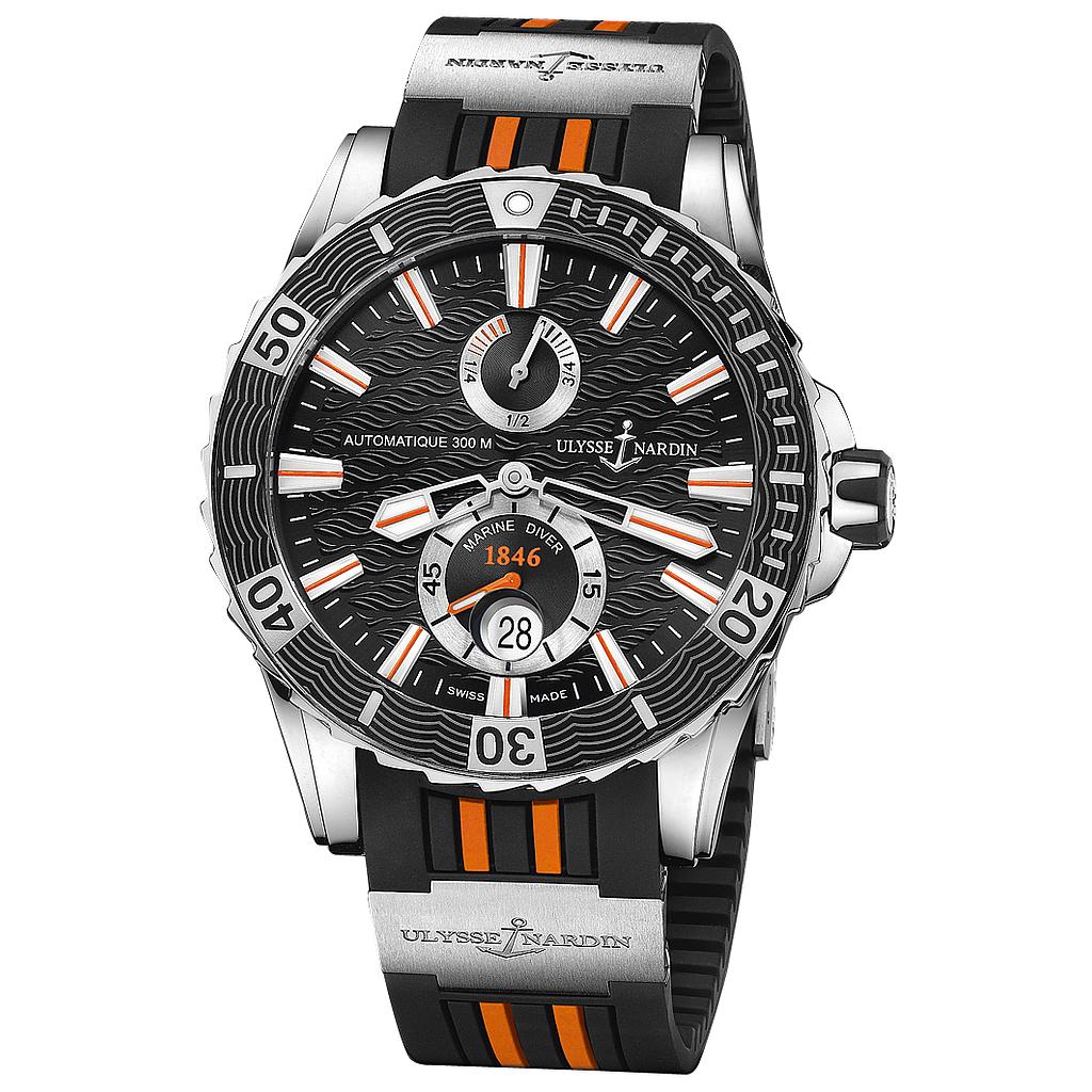 Ulysse Nardin Marine Diver 2014 Auto Black W/Orange Accents. Power Reserve. 44m