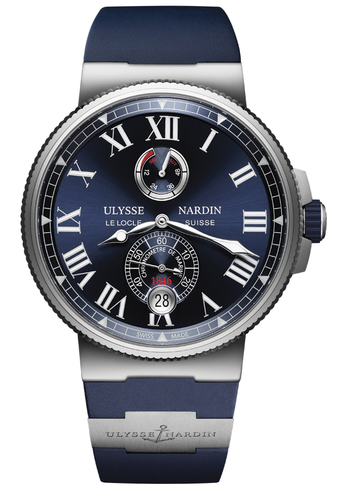Ulysse Nardin Stainless Steel/Titanium Marine Cosc Manu Blue Dial On Rubber