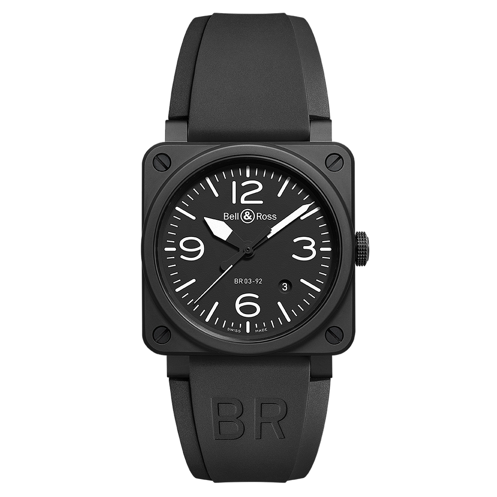 Aviation Automatic Black Matte Case Black Dial Black Rubber Strap 42m
