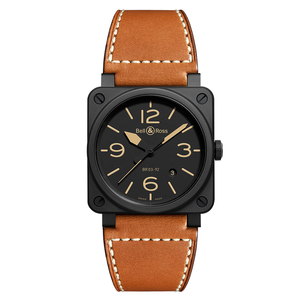 Aviation Heritage Matte Black Ceramic Case Camel Calfskin Strap 42m