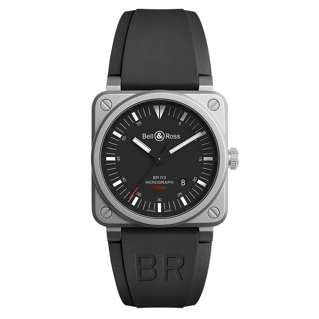 Aviation Automatic Horograph Black Matte Case Black Dial Black Rubber Strap 42m