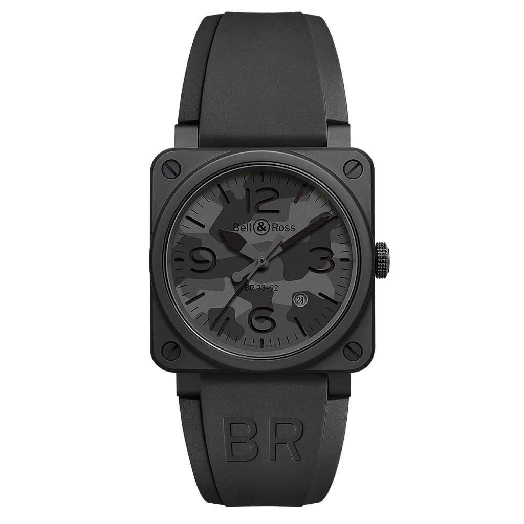 42m, Automatic, Matte Black Ceramic Case, Two Overlapping Inserts, Upper Insert W/Black & Grey Camouflage Pattern, Black Superluminova Black Dial, Black Rubber Strap