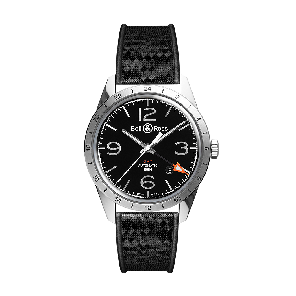 Vintage Automatic Polished & Satin Finished Steel Case Black Dial Woven Black Rubber Strap 42m