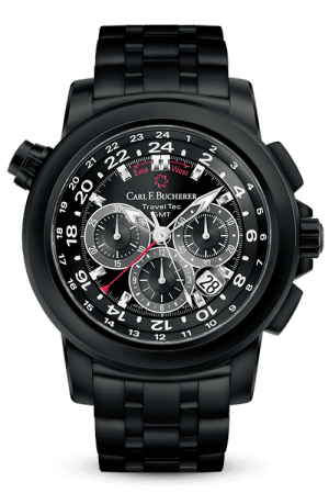 Carl F. Bucherer Dlc Traveltec Gmt On Black Rubber Strap
