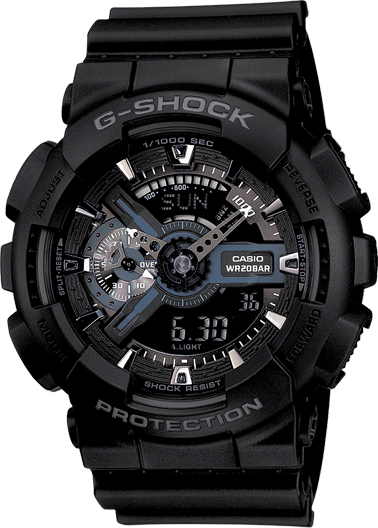 G-Shock Big Case Ana-Digi Resin Black W/Grey Acc & Rev Lcd