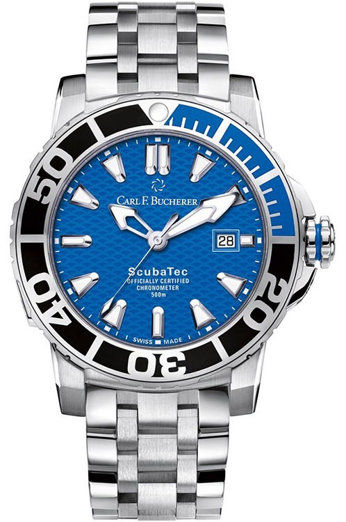 Carl F. Bucherer Patravi Scubatec 44.6m On Steel Bracelet W/Blue Dial