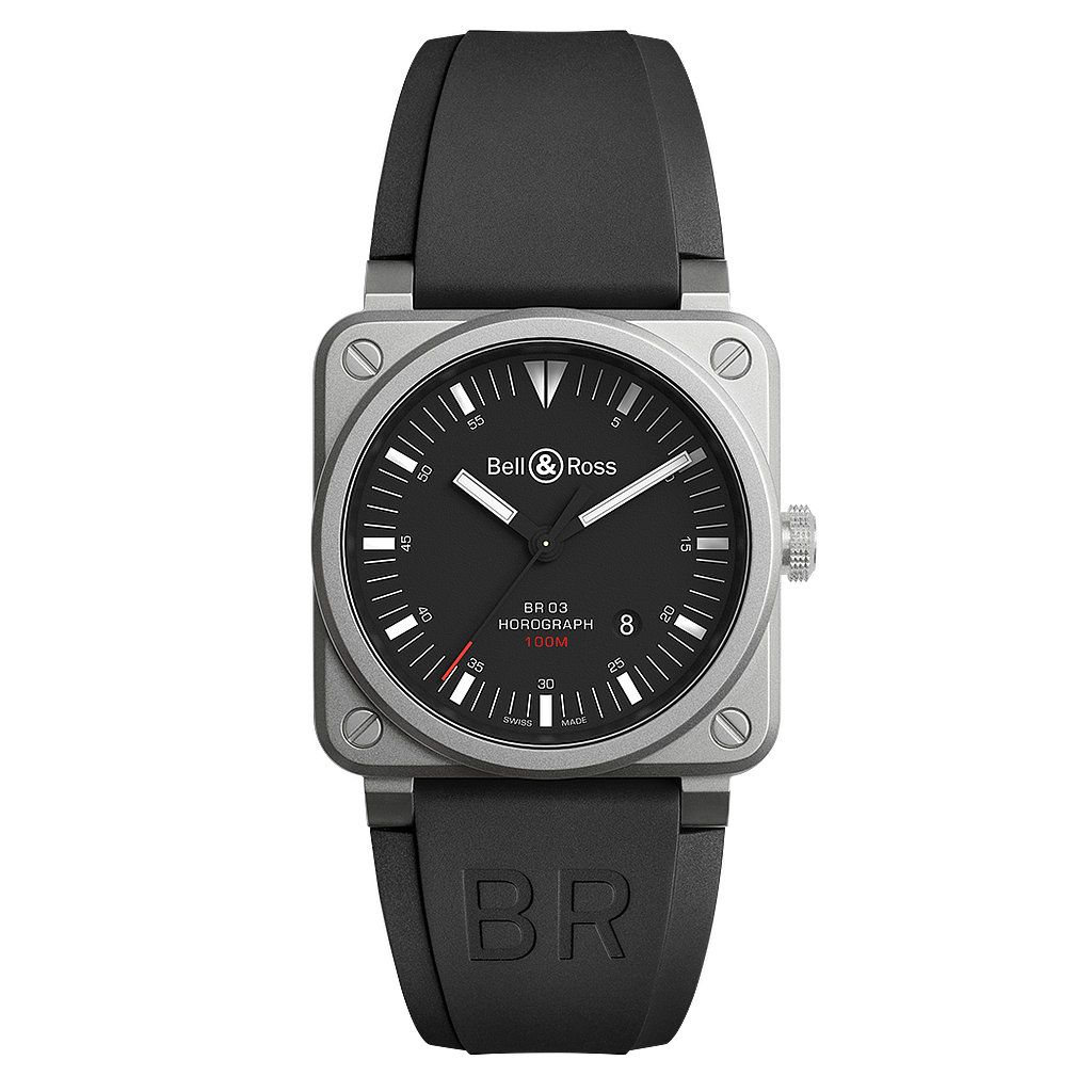 42m Automatic Bead Blasted Steel Case, Black Matte Dial, Indices & Hands Covered W/Superluminova, Black Rub Strap