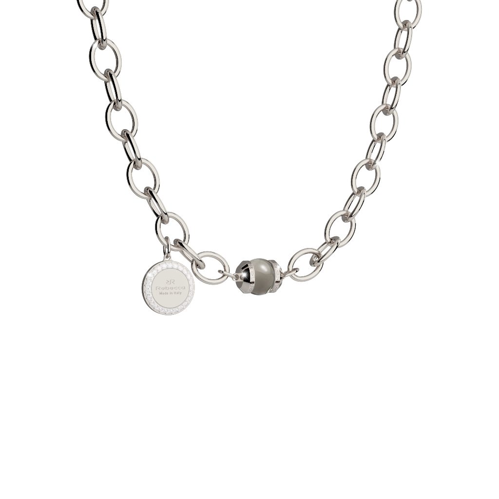 Rebecca White Necklace W/Smokey Quartz Stones