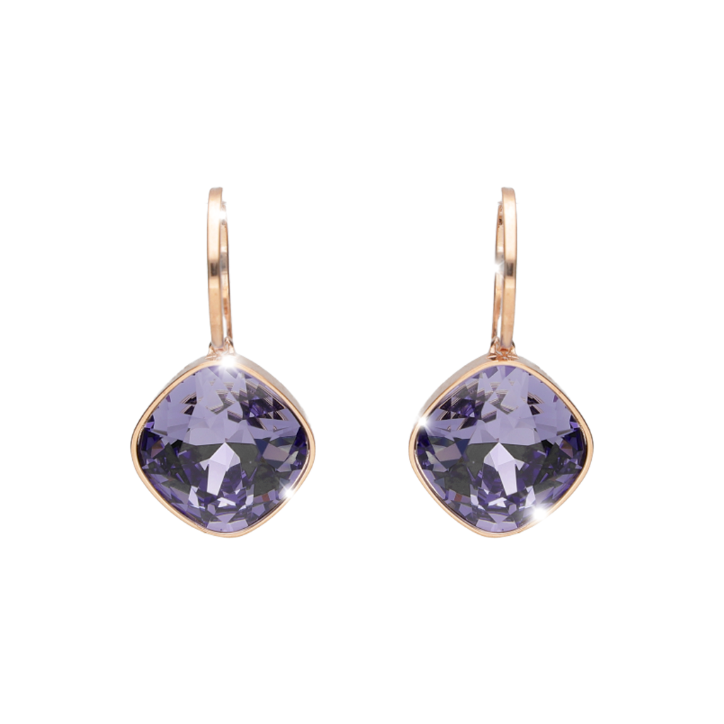 Lumiere Rose Tone Purple Stone Drop Earrings