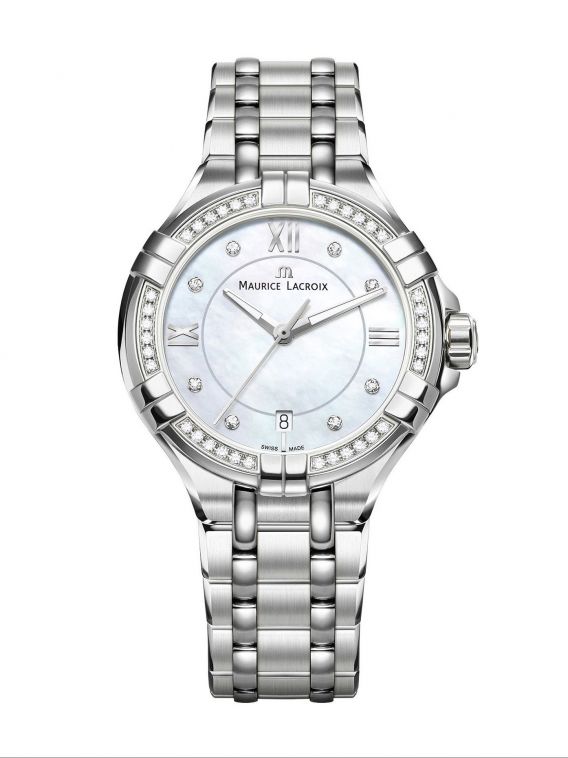 Aikon Ladies, 35m, Mop/Diamond Bezel, Ss Bracelet