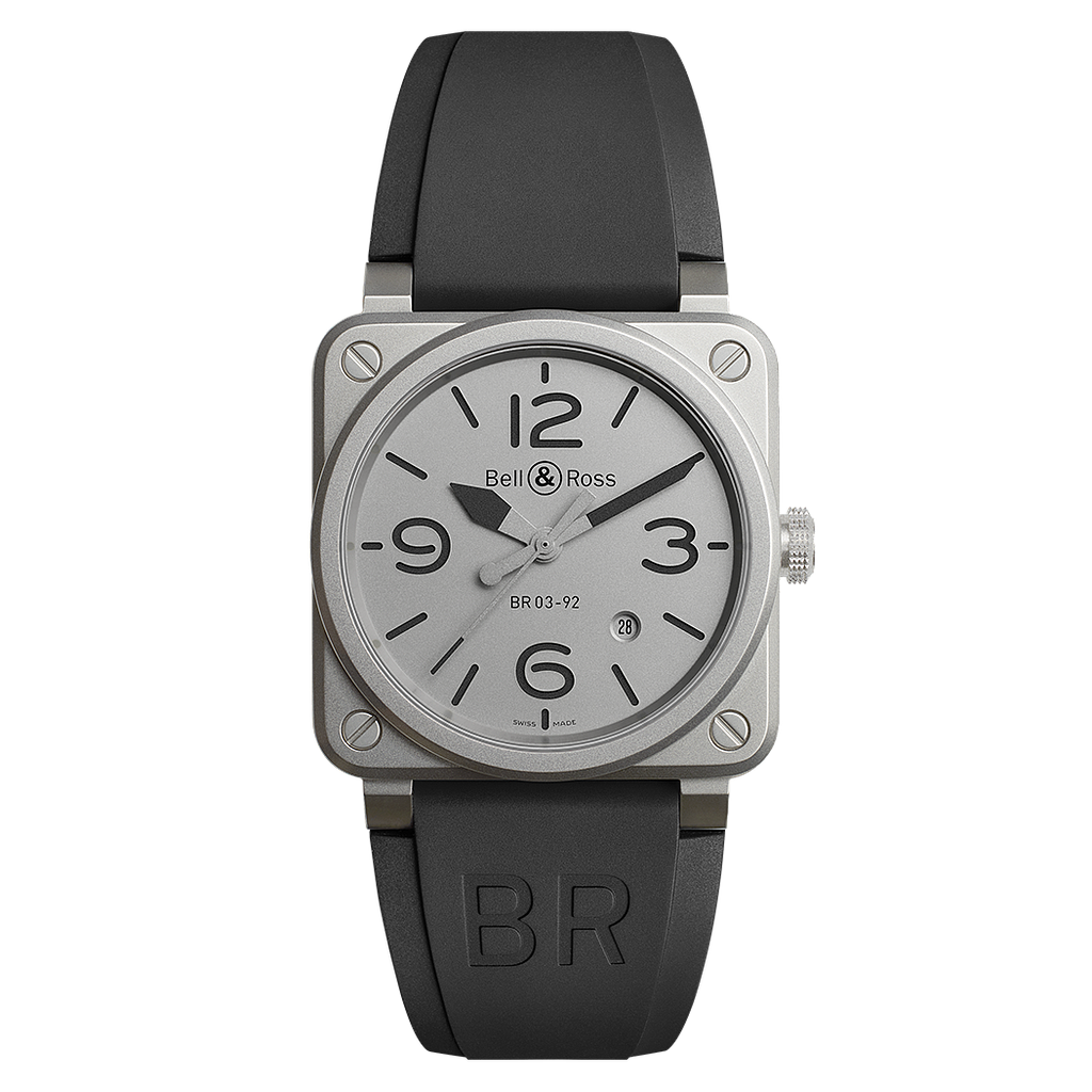 42m Microblasted Grey Upper Insert, Numerals & Indices Revealing Black Superluminova, Black Rubber Synthetic Fabric Strap