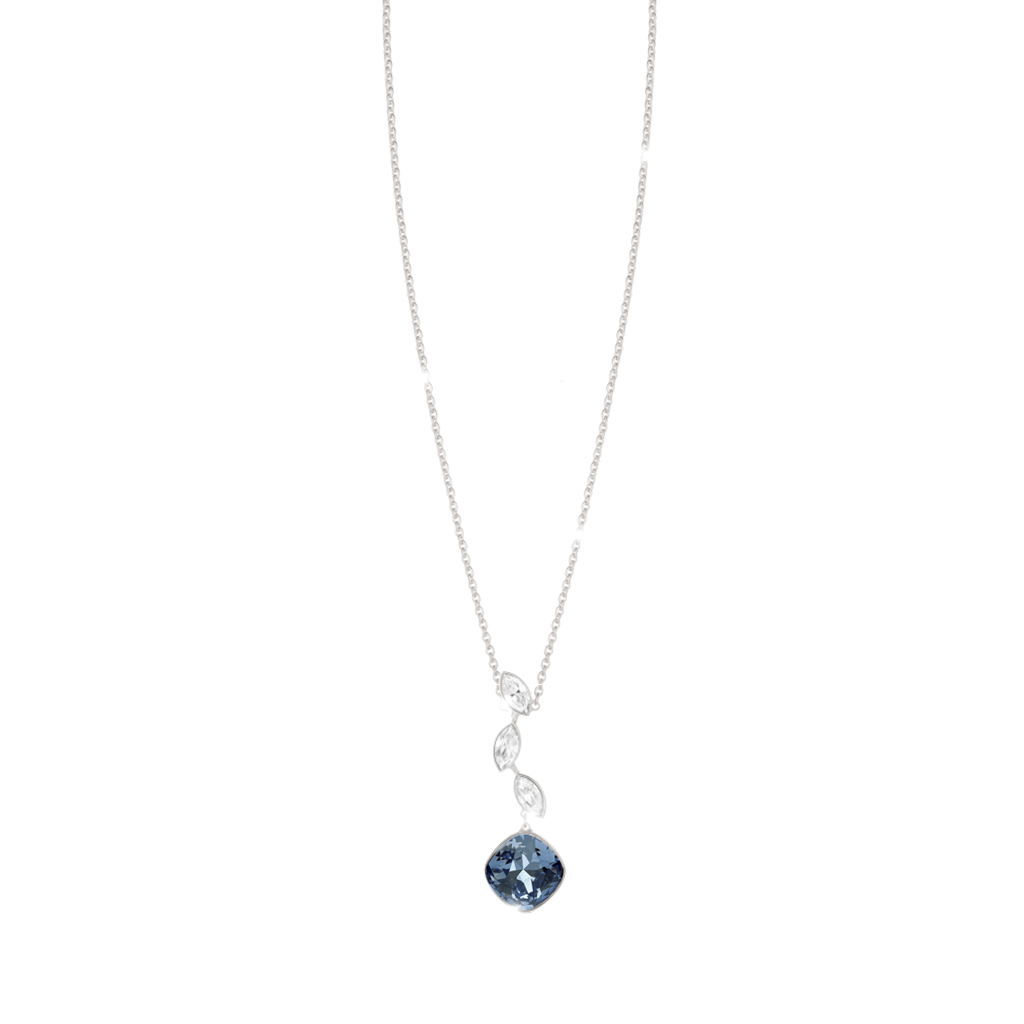 Lumiere Silver Tone Necklace W/3 Marq & 1 Blue Stones