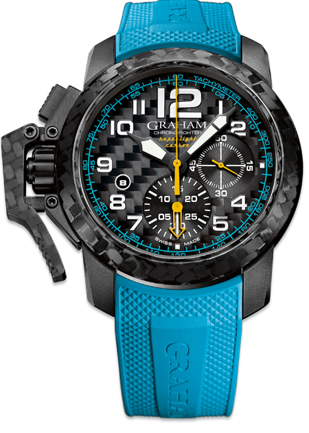 Chronofighter Superlight Carbon W/Blue Rubber Strap Size N1 & Black Carbon Pin Buckle & Extra Black Rubber Strap