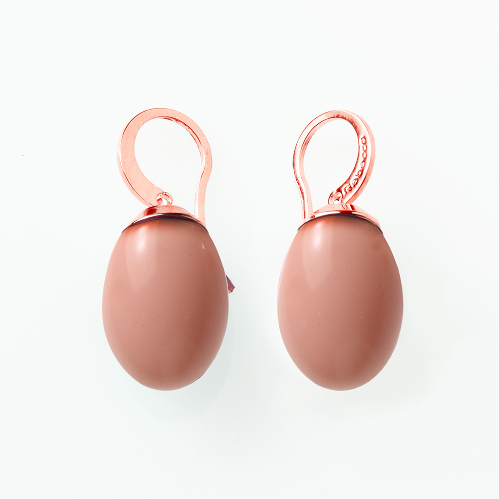 Mediterraneo Earrings Rose Tone W/Pink Ovals