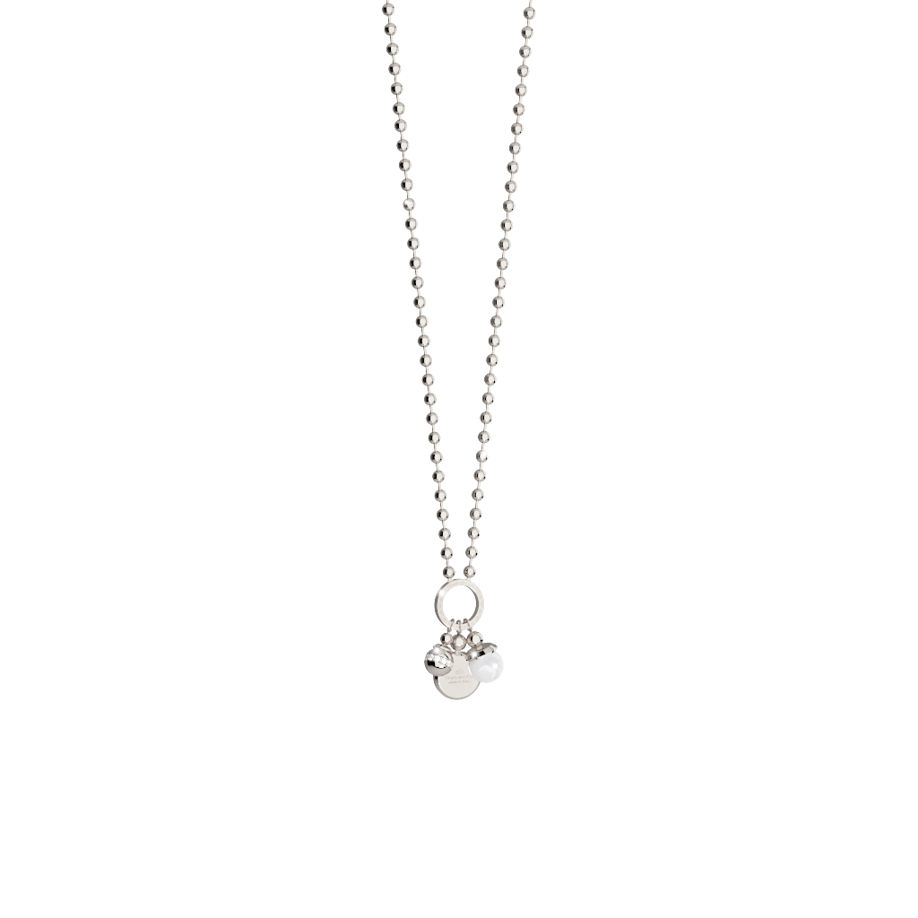 Boulevard Pearl Silver Tone Neck W/1 Pearl & 2 Charms
