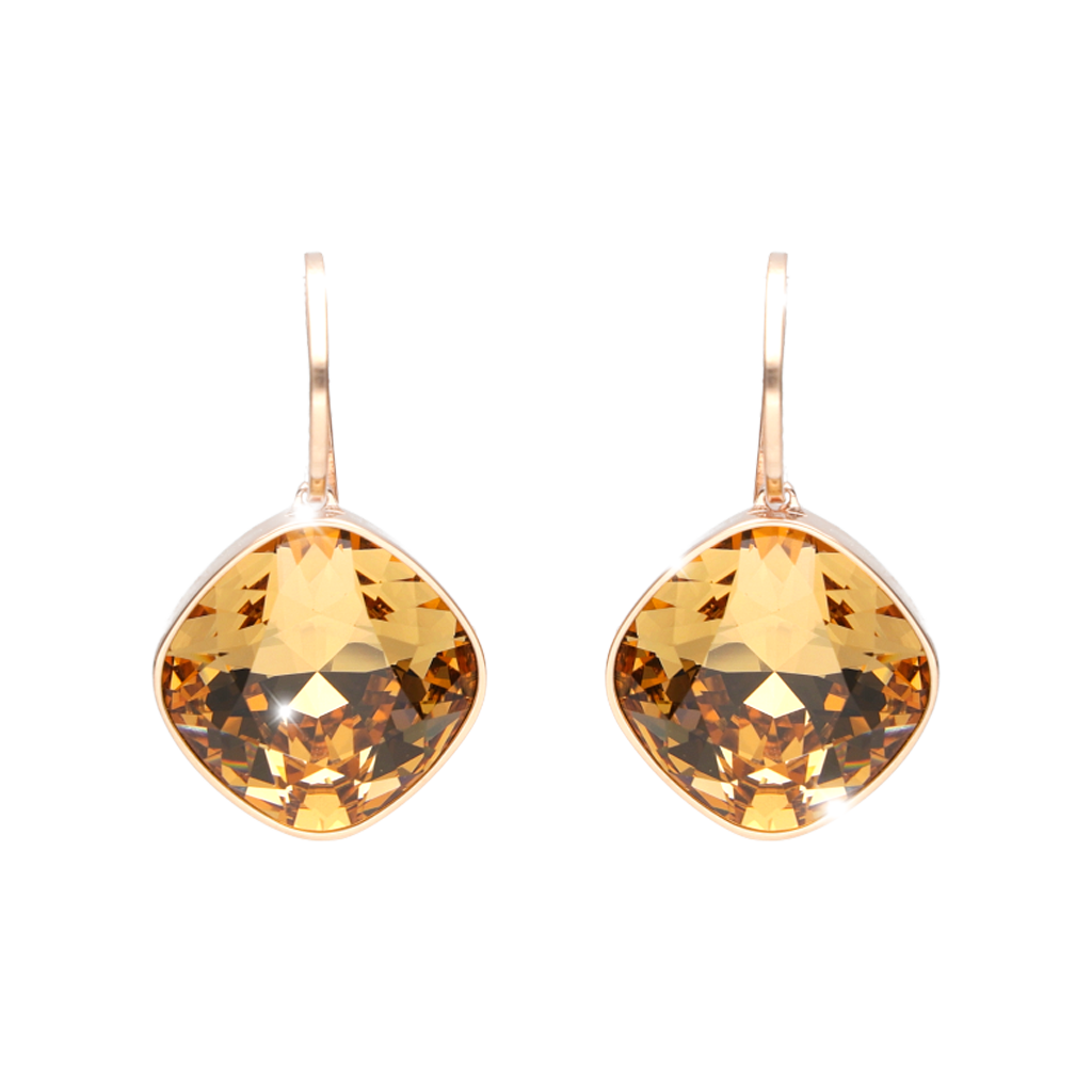 Lumiere Rose Tone Golden Stone Drop Earrings