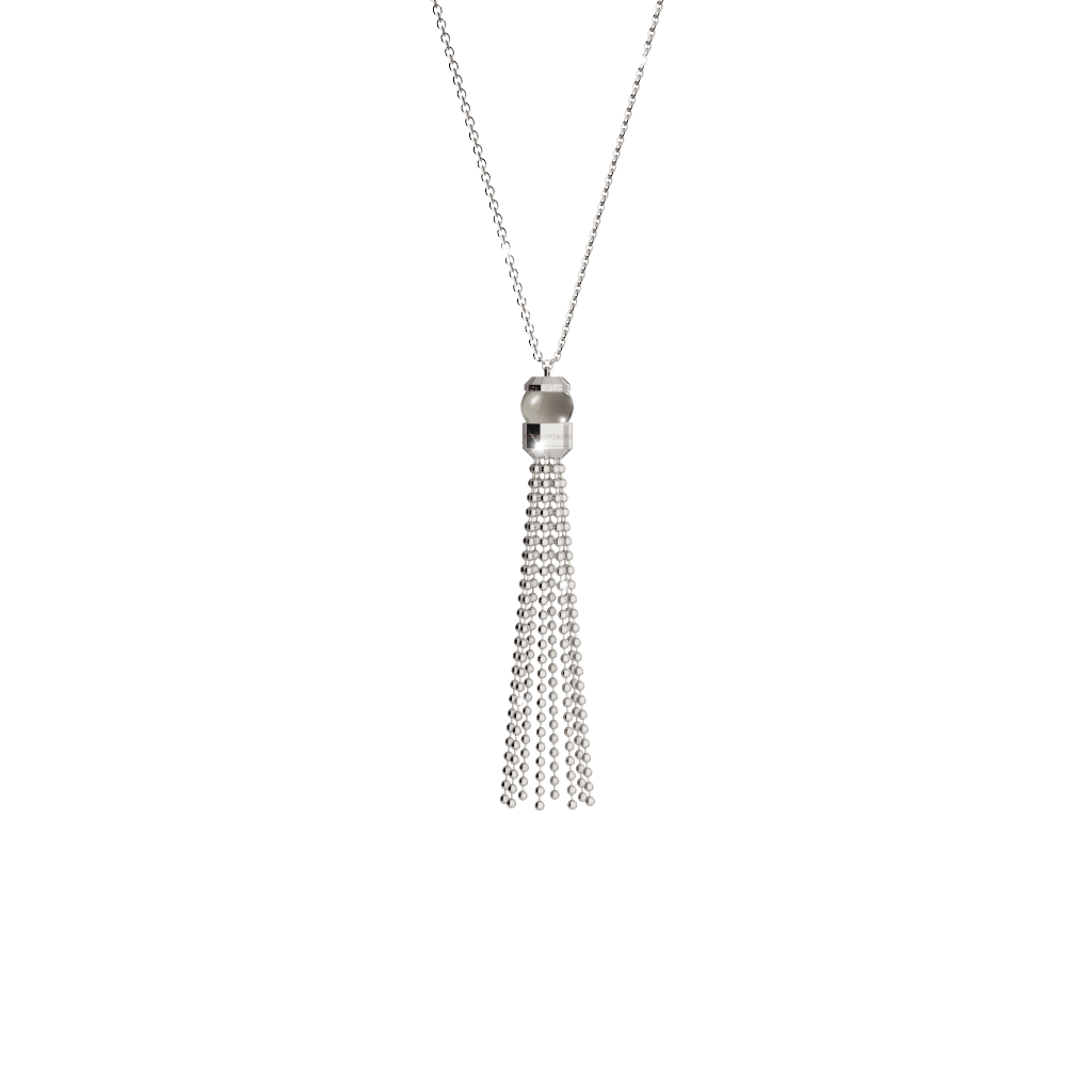 Boulevard Stone Long Tassel Necklace W/Smoke Bead