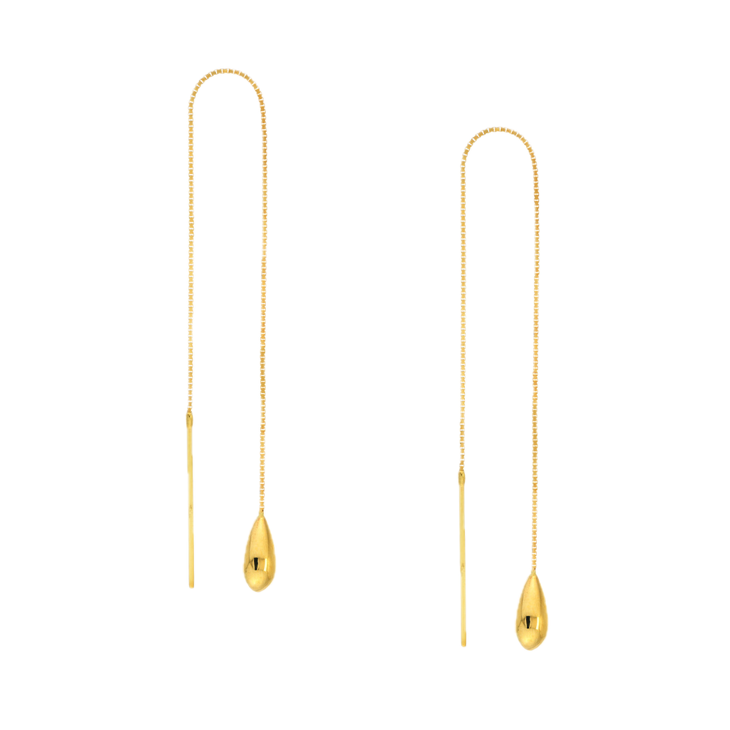 14k Tear Drop Box Chain Ear