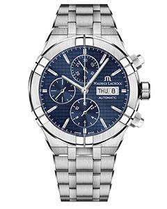 Aikon Chrono Auto 44m W/Blue Dial & Ss Bracelet