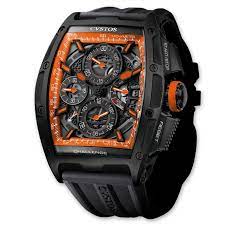 Chrono Orange & Black Storm W/Black Rubber Strap