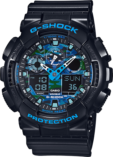 G-Shock Ana-Digital X-Large Black & Blue Camo Dial