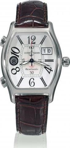 Ulysse Nardin Preowned Michaelangelo Utc In Steel On Black Strap