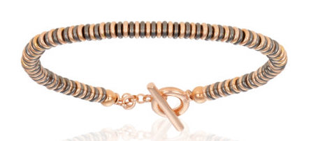 Double Bone Small Beads Silver 925, Pink & Black Pvd