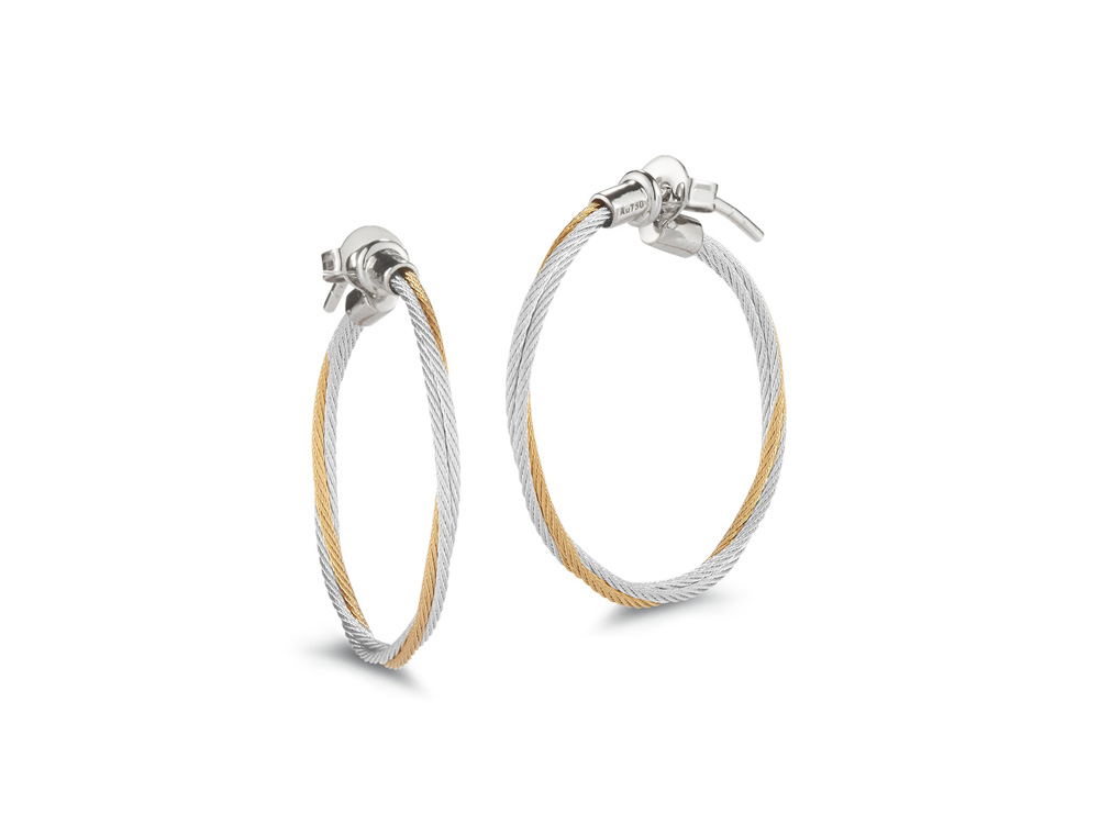 Yellow PVD Double Twisted 1" Hoop Earrings