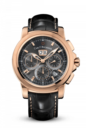 Carl F. Bucherer Patravi Chrono/Date 18krose Black Dial Black Strap