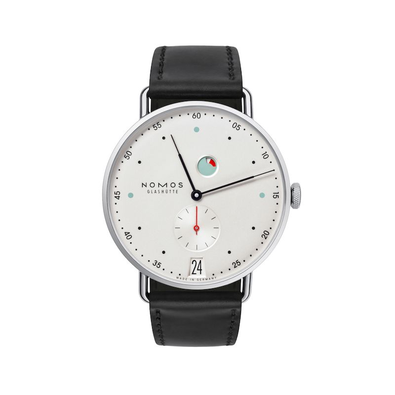 Nomos Metro Date White/Silver Dial On Black Strap