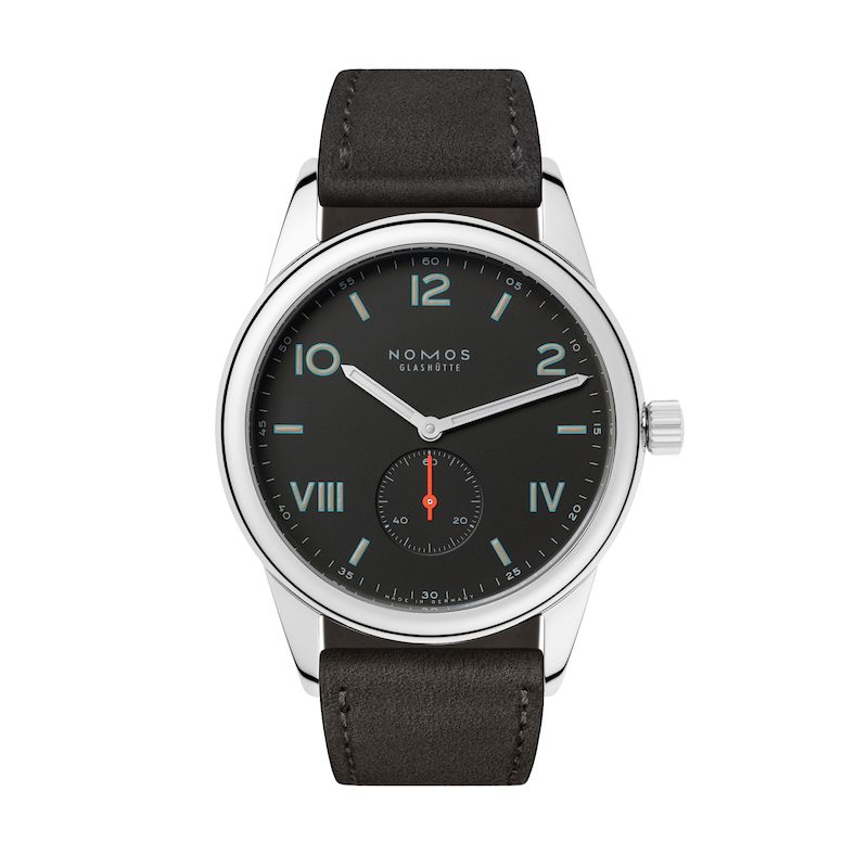 Nomos Club 38 Campus Night Steel Black Dial Velour Anthracite Strap