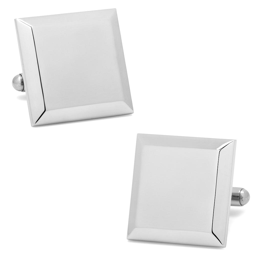 Stainless Steel Beveled Edge Engravable Square Cufflinks