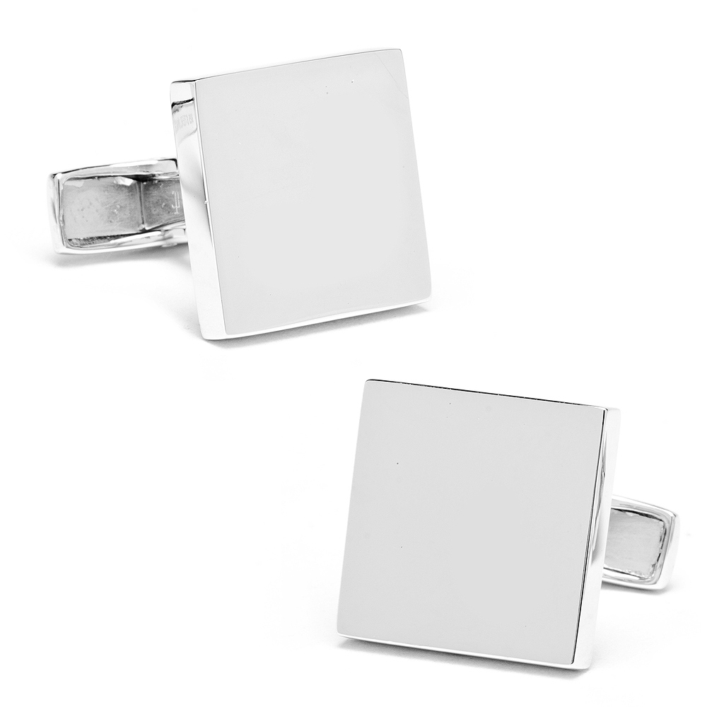 Sterling Silver Infinity Edge Square Engravable Cufflinks