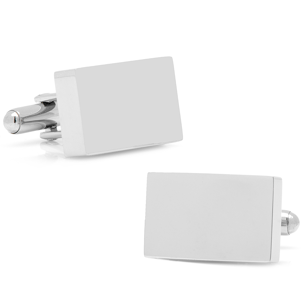 Stainless Steel Silver Block Engravable Cufflinks