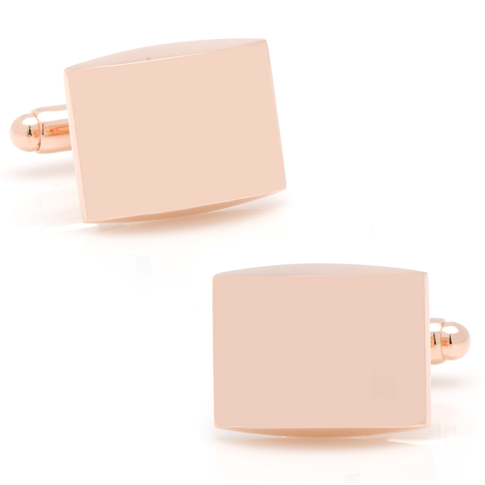 Curved Rose Gold Engravable Cufflinks