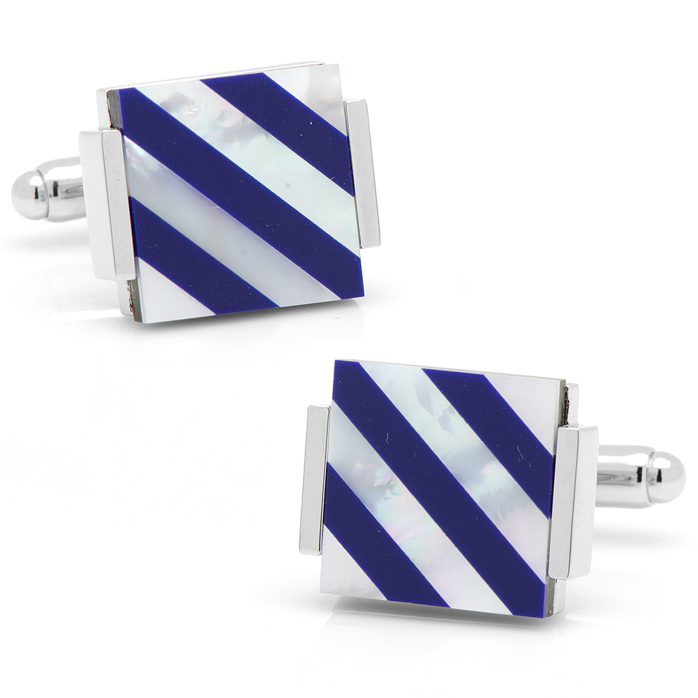Floating Mother Of Pearl Striped Cufflinks