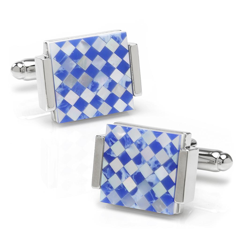 Floating Mother Of Pearl Checkered Cufflinks