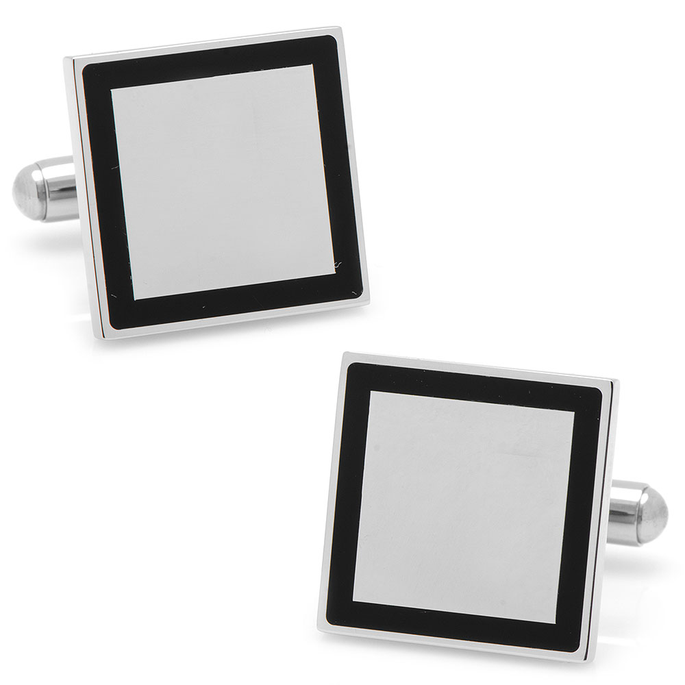 Stainless Steel Square Engravable Framed Cufflinks