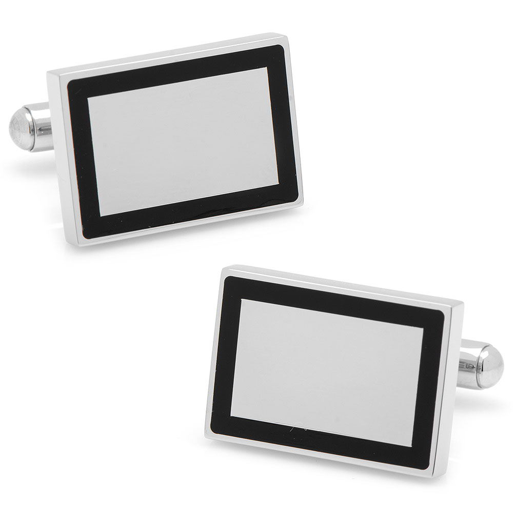 Stainless Steel Rectangle Engravable Framed Cufflinks