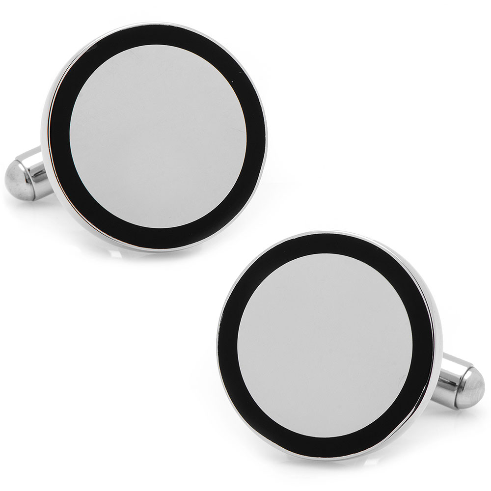 Stainless Steel Round Engravable Framed Cufflinks