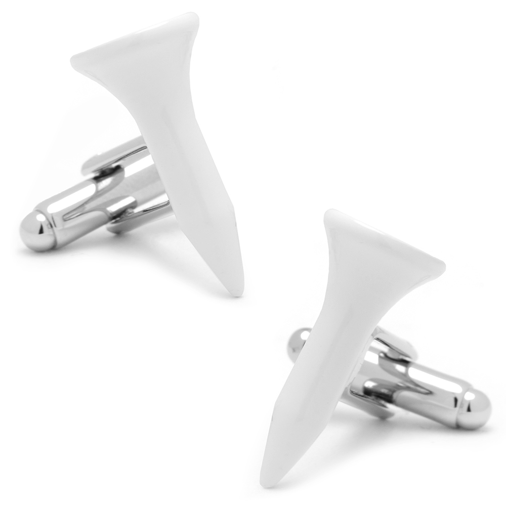White Golf Tee Cufflinks