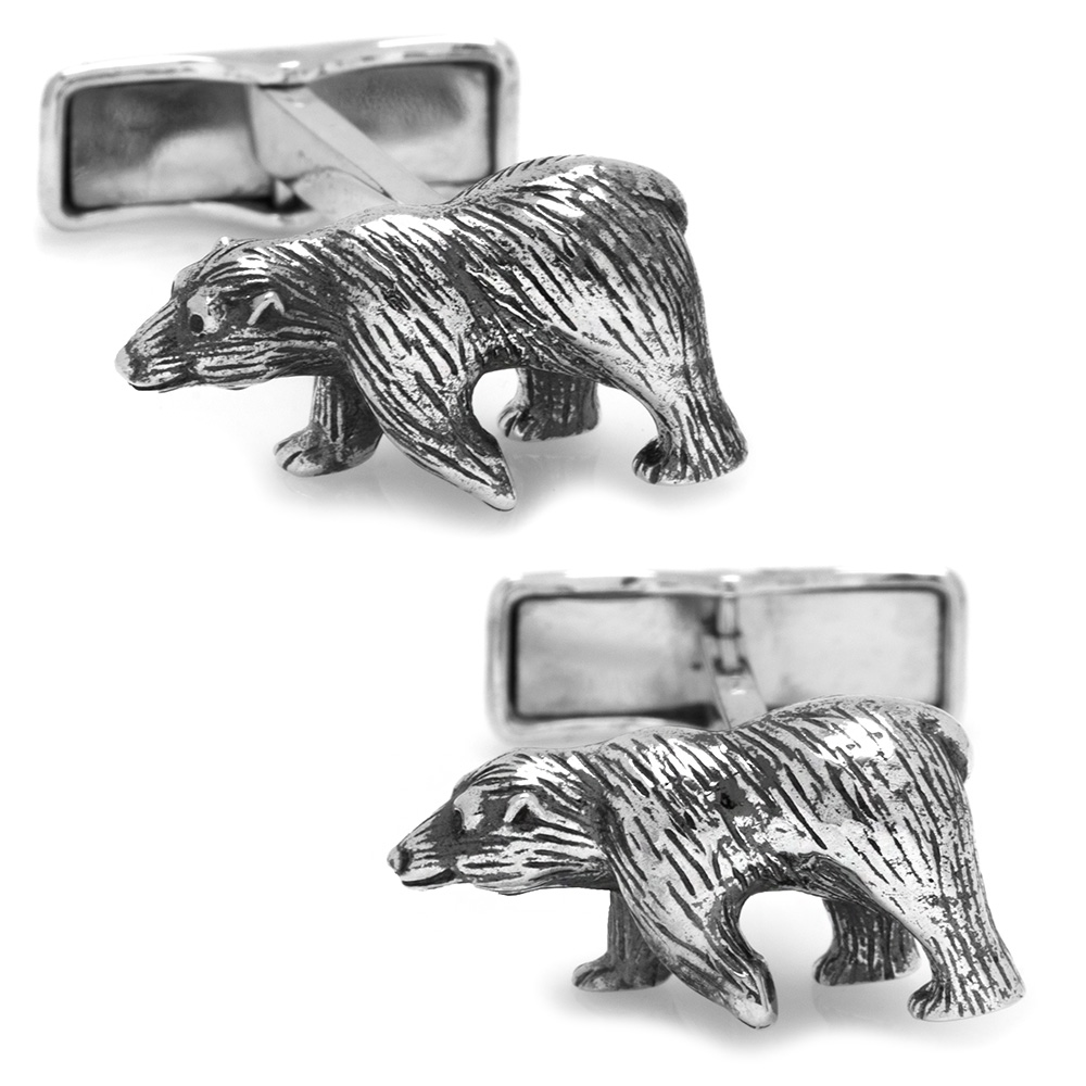 Sterling Silver Bear Cufflinks