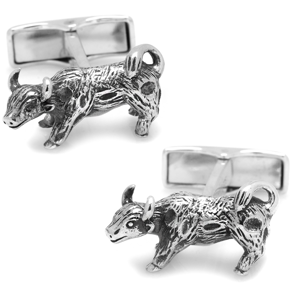 Sterling Silver Bull Cufflinks