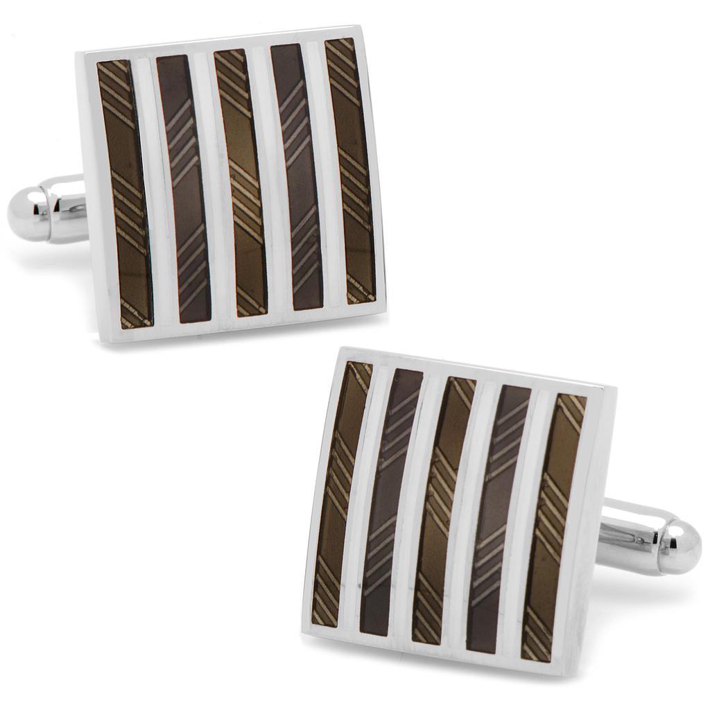 Black & White Striped Square Cufflinks