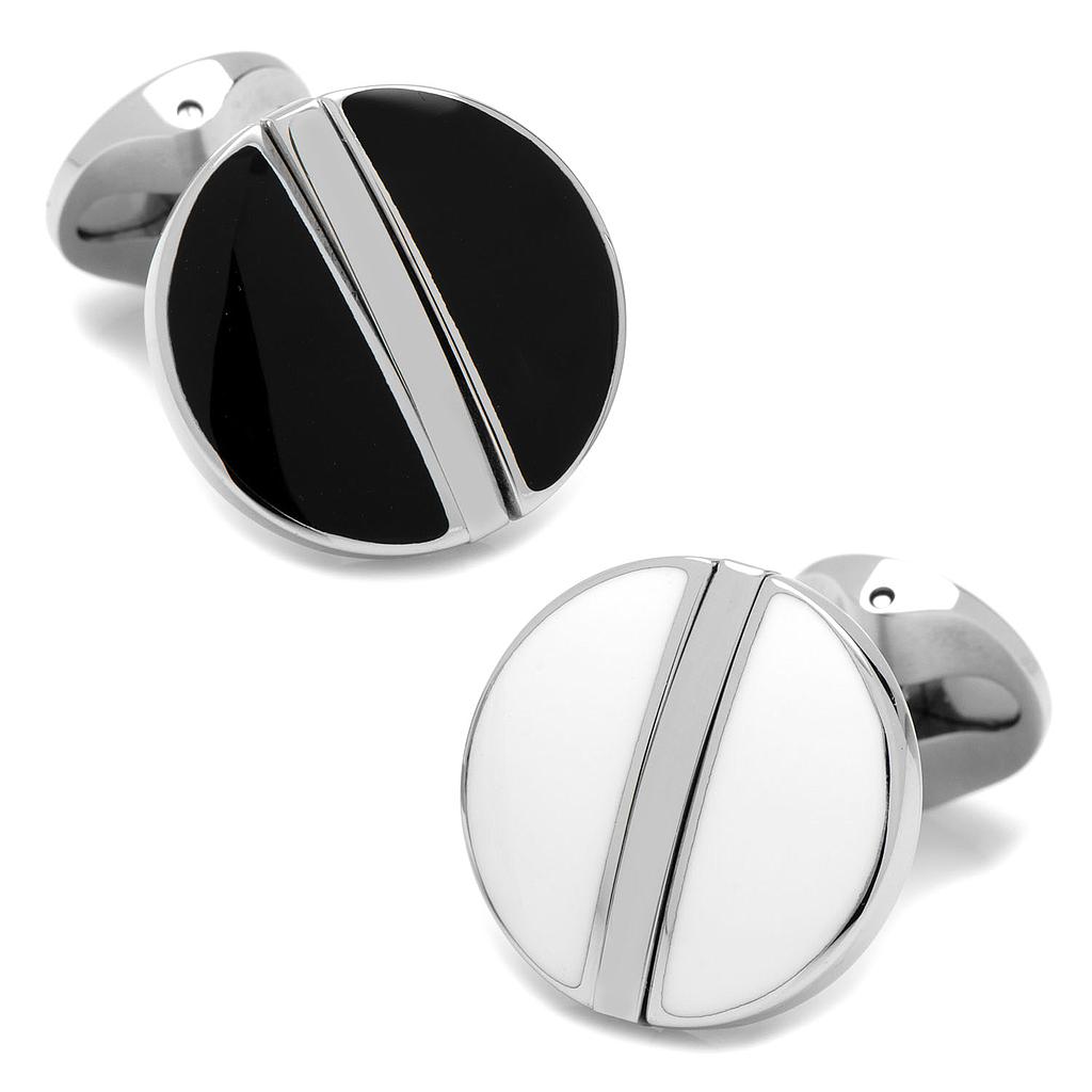 Stainless Steel Reversible Black & White Cufflinks