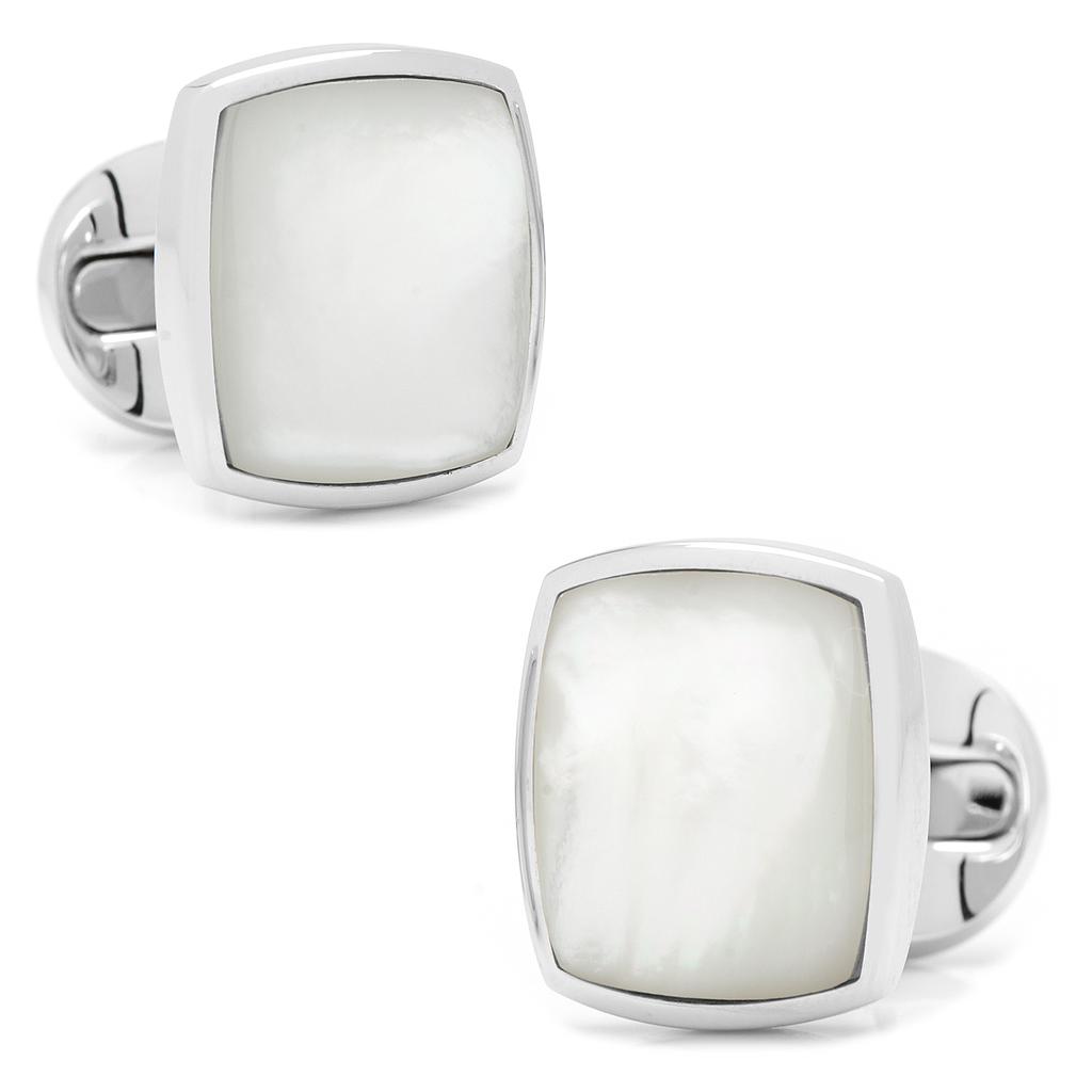 Sterling Silver Classic Cushion Mother Of Pearl Cufflinks