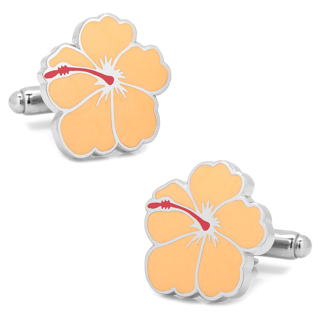 Pink Hibiscus Flower Cufflinks