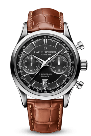 Carl F. Bucherer Manero Flyback Black Dial On Brown Strap