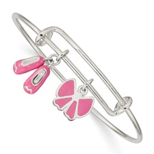 Silver Enamel Bangle W/ Ballet Charms